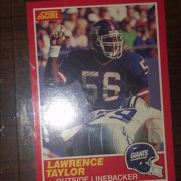 Lawrence Taylor nfl New York giants score 1989 and 1990 pair set in wood frame - Picture 2 of 4